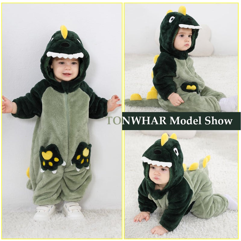 TONWHAR Kids' And Toddlers' Infant Tiger Dinosaur Animal Fancy Dress Costume Outfit Hooded Romper Jumpsuit(6-12 Months/Height:26""-29"") - Image 4